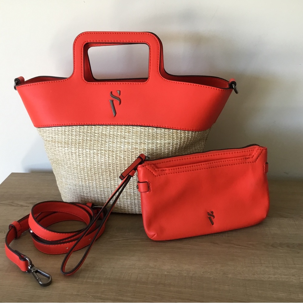 Simply Vera Vera Wang Red and Tan Crossbody Bag Set